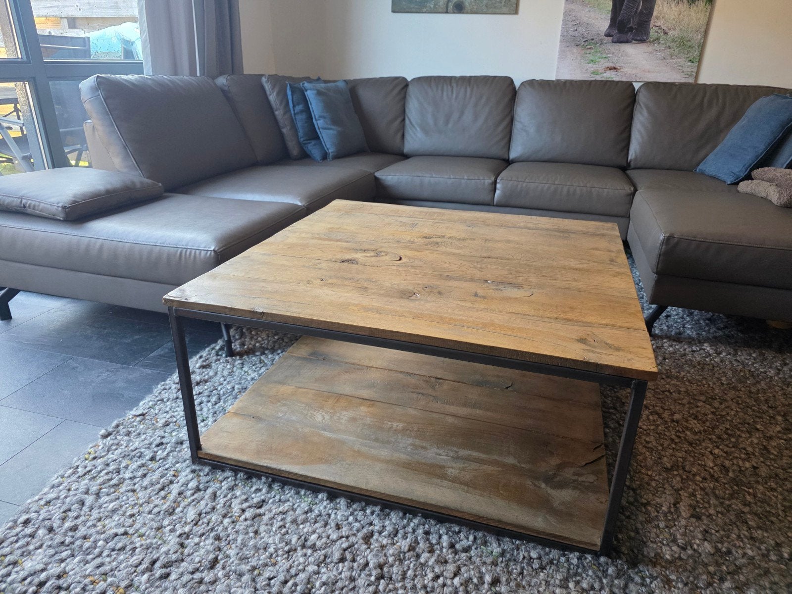 Salontafel van hout en metaal