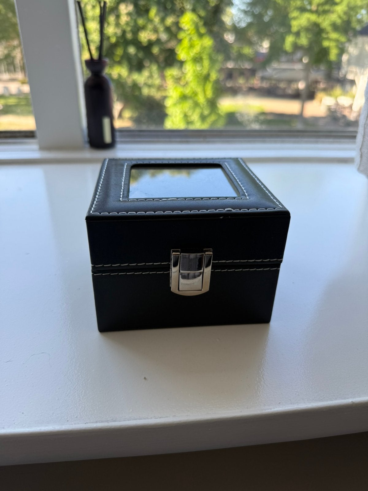 Horlogebox 2 slots, Verzenden, Nieuw, Zwart, Met spiegeltje(s)