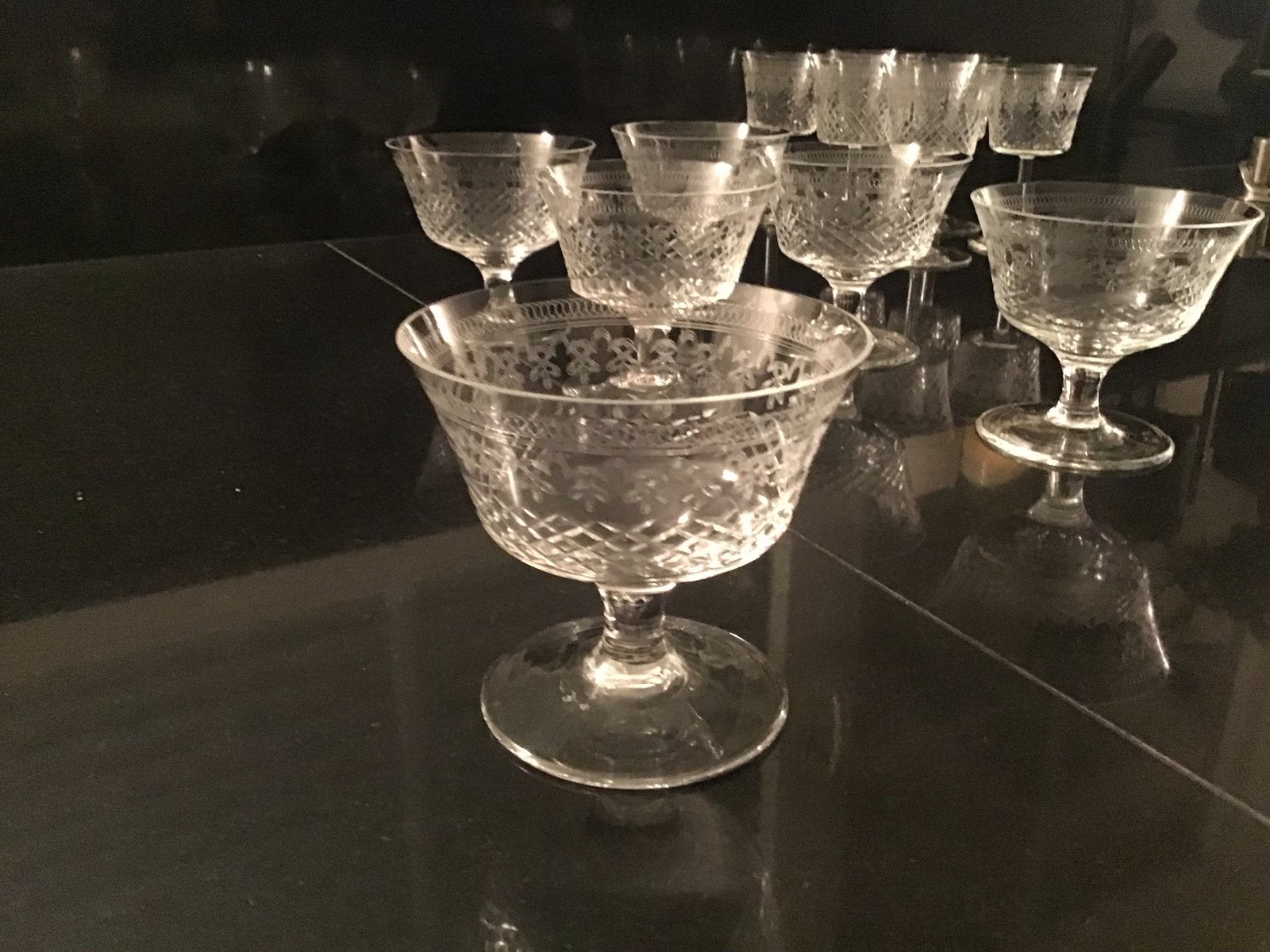 Set van 6 vintage kristallen coupes/dessertglazen, Pall Mall, Ophalen of Verzenden