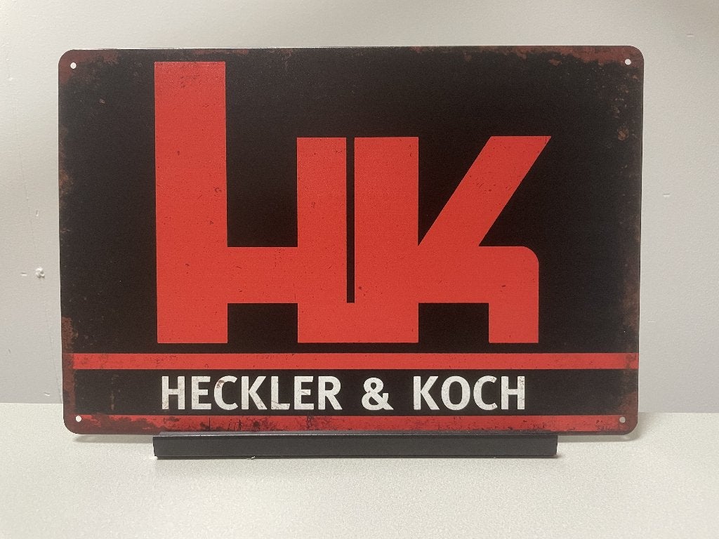Heckler & Koch HK metalen reclamebord (Old Look), Www.pand50.nl, Amerika, Ophalen of Verzenden, Printer 29B Coevorden