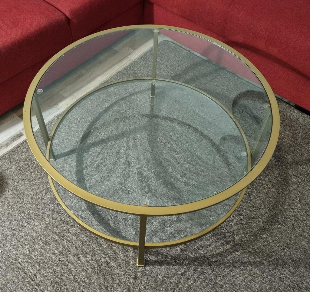 Modern Round Glass Coffee Table, Ophalen, 100 tot 150 cm, 50 tot 75 cm, Rond