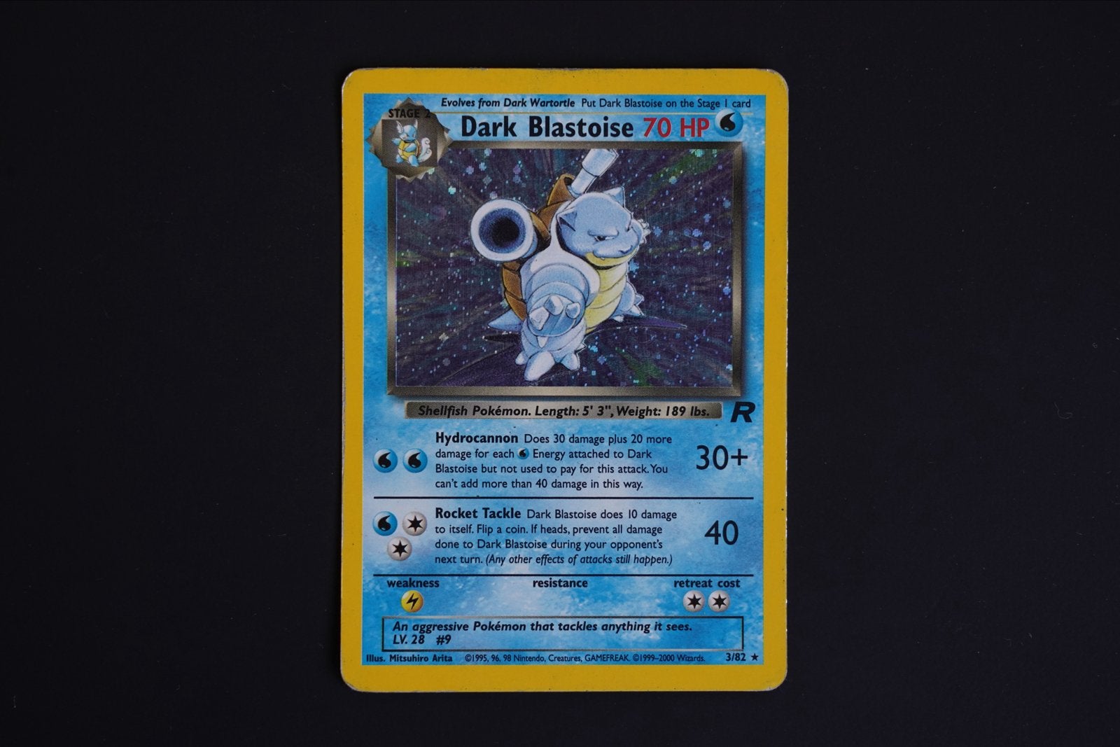 Dark Blastoise 70 HP Pokémon kaart (Rocket Set), Ophalen of Verzenden, Gebruikt, Losse kaart, Foil