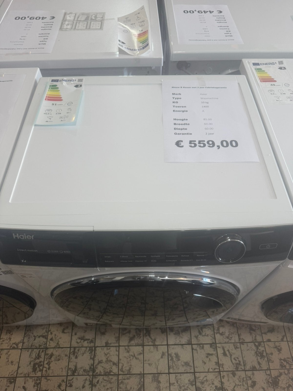 Haier wasmachine 10 kg 1400 toeren nieuw, Ophalen, Nieuw, Haier, Voorlader