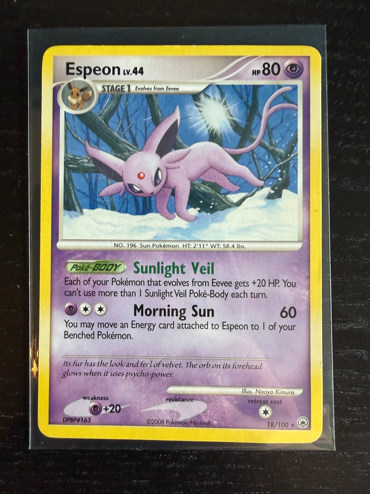 Espeon Lv.44 Pokémon Kaart DPBP#163 2008, Ophalen of Verzenden, Zo goed als nieuw, Losse kaart