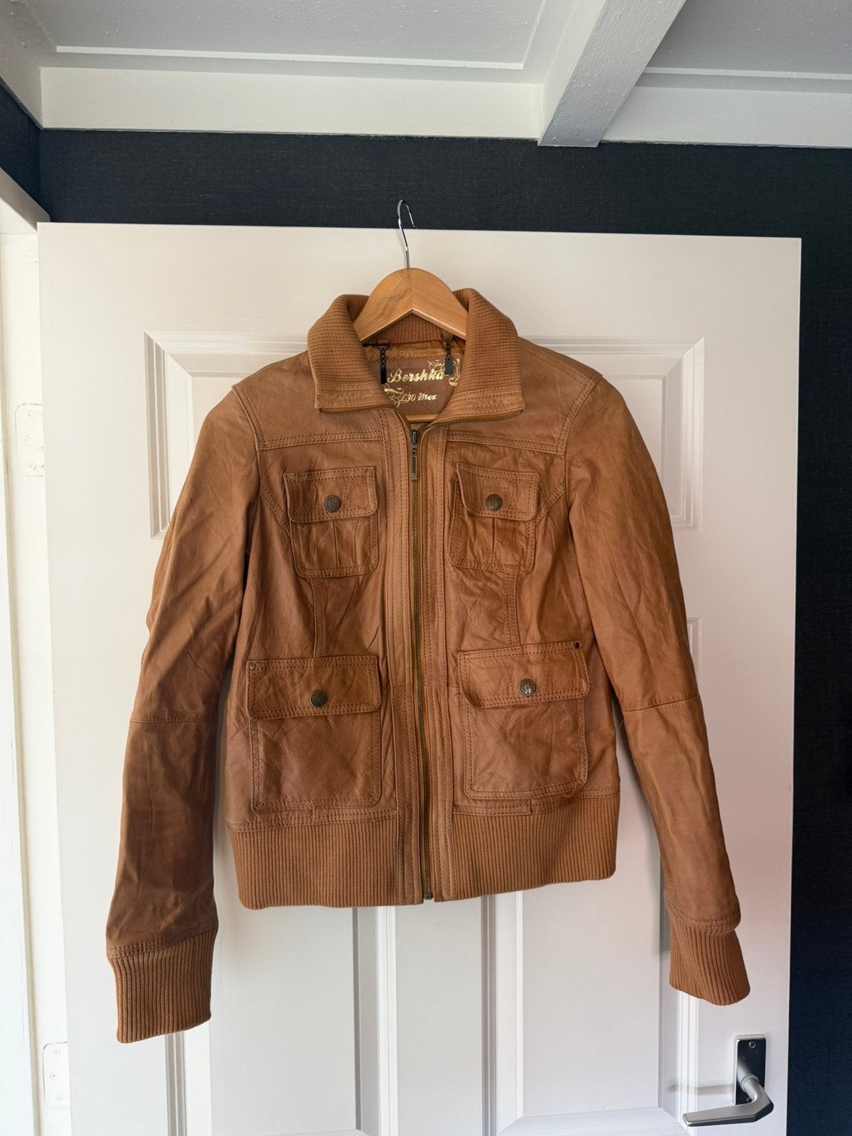 Leren bomber jack vintage, Ophalen of Verzenden, Zo goed als nieuw, Maat 38/40 (M), Zwart
