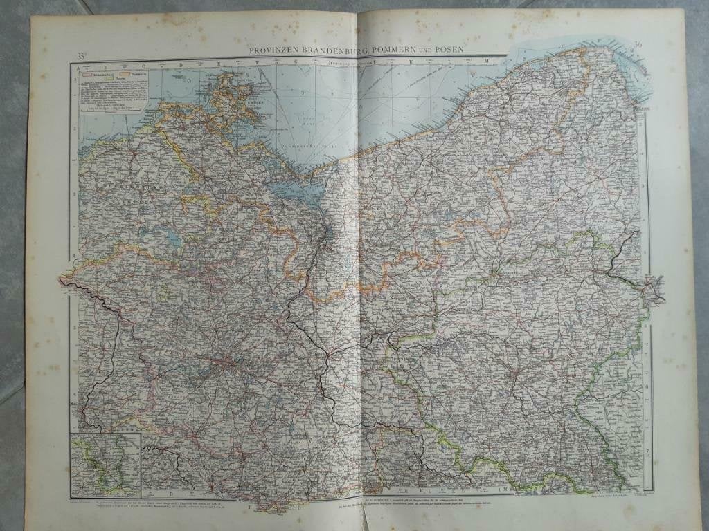 35-36/Provincies Brandenburg Pommern en Posen litho uit 1899, Ophalen of Verzenden