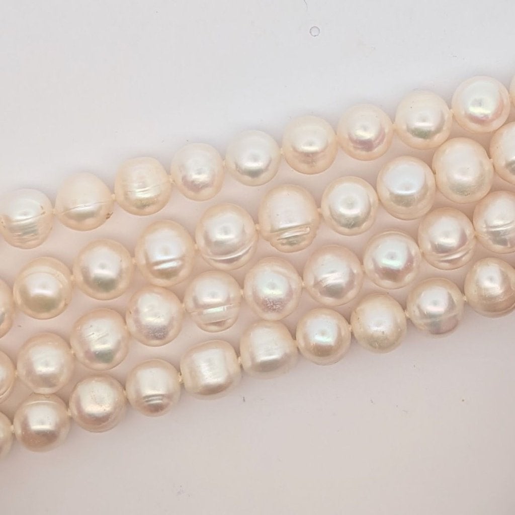 Lange parelketting 87 cm – barok zoetwaterparels 8,5-11 mm, Ophalen of Verzenden, Zo goed als nieuw, Wit, Overige materialen