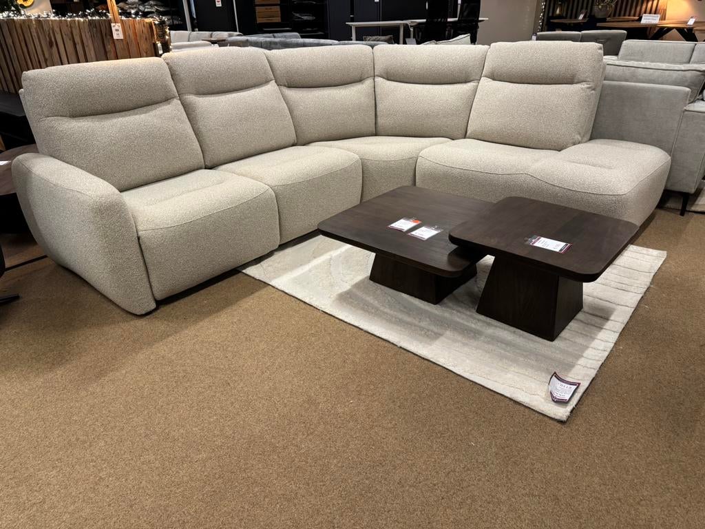 Hoekbank met elektrische relaxfunctie Beige Direct leverbaar, 250 tot 300 cm, Hoekbank, Nieuw, Ophalen of Verzenden