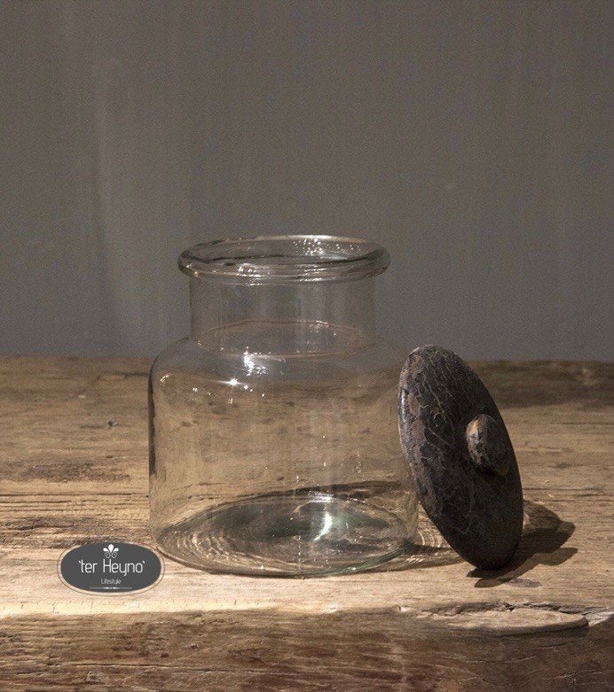 Glazen voorraadpot M pot deksel glas stoer sober landelijk, Verzenden, Nieuw, Glas, Landelijk