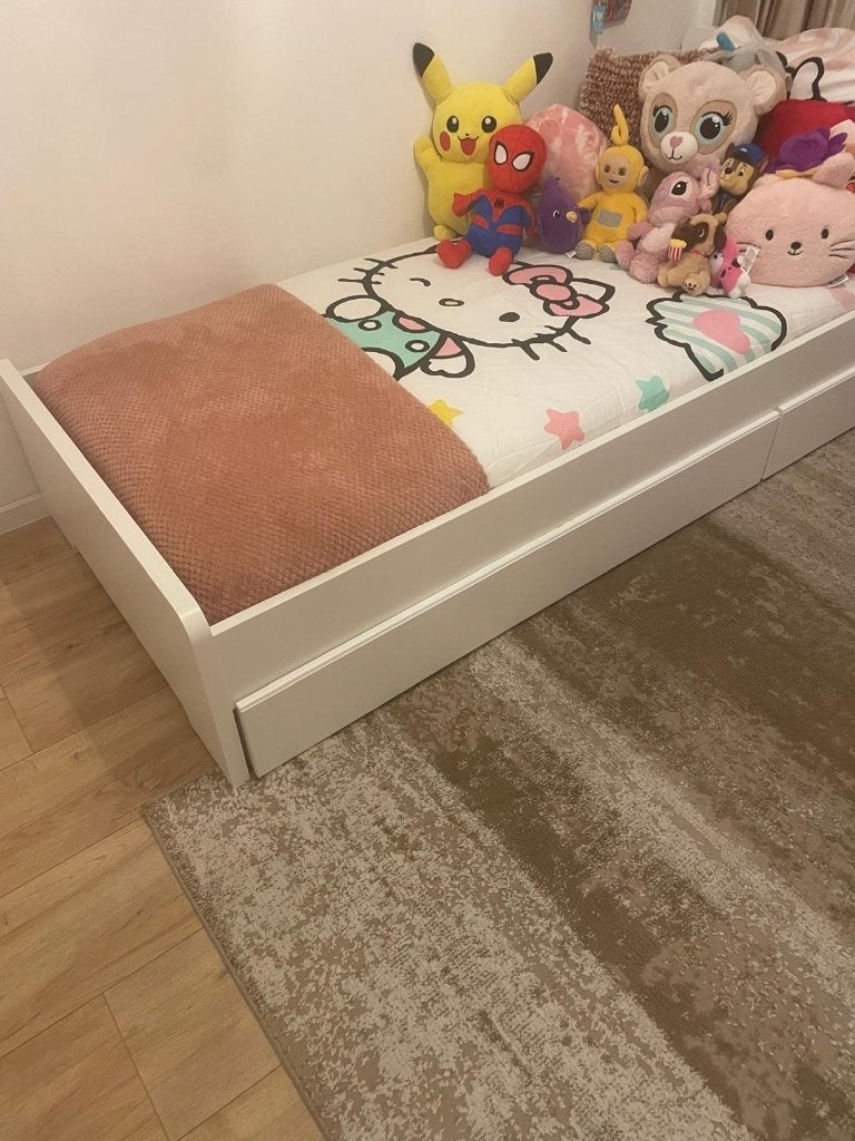 Bed, Ophalen, 90 cm, Eenpersoons, Wit