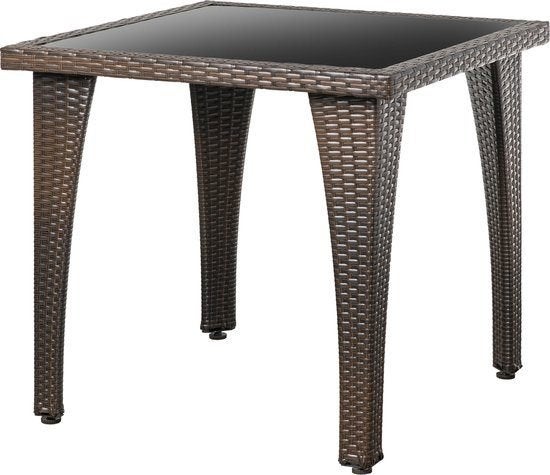 tuintafel - 80x80x74 cm - 15 kg - rattan - glas, Vierkant, Nieuw, Ophalen of Verzenden, Info@brulo.nl