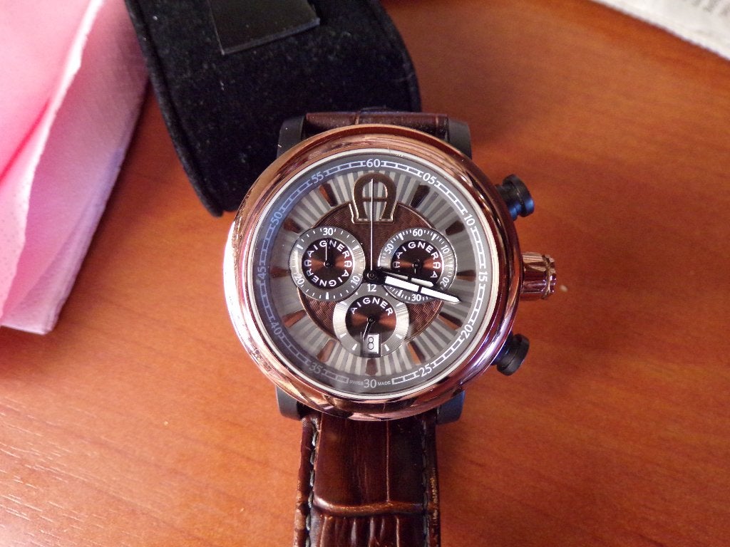 Aigner Bari Chrono, Overige merken, Leer, Staal, Polshorloge
