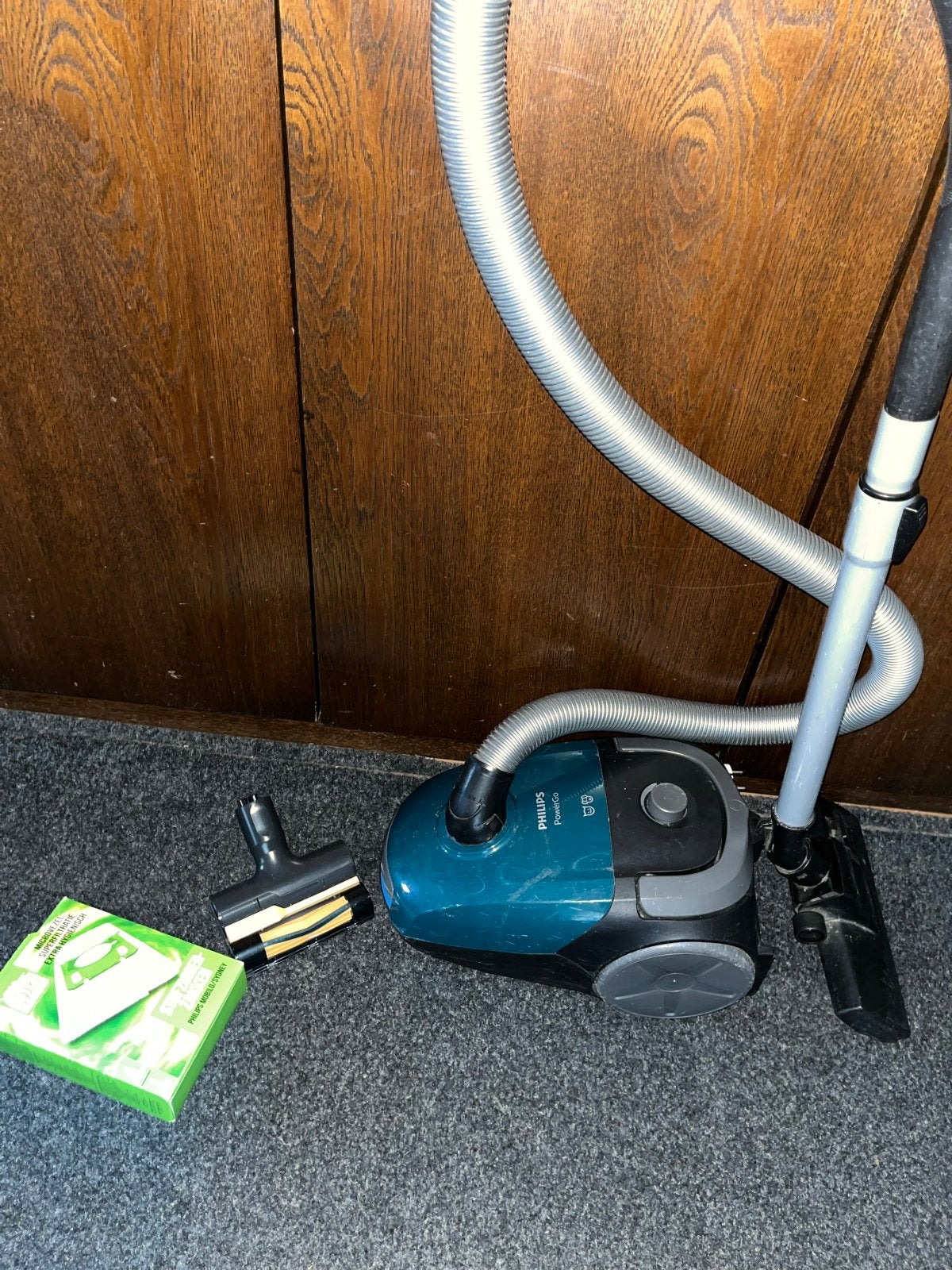 Philips PowerGo stofzuiger met stofzakken, Inclusief accessoires, Gebruikt, Philips, Sledestofzuiger