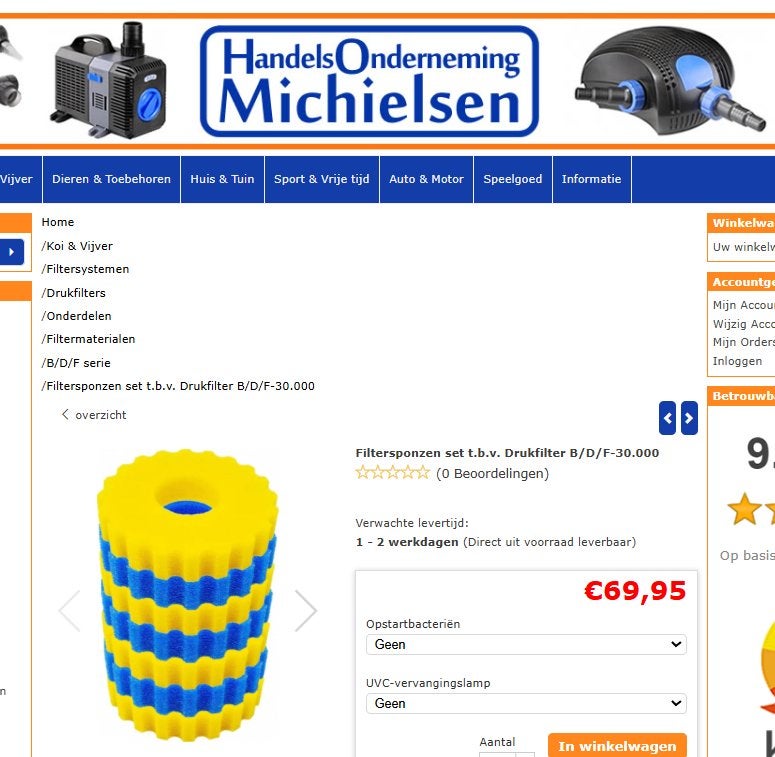Complete set filtersponzen voor Drukfilter, Ophalen, Nieuw, Vijverfilter
