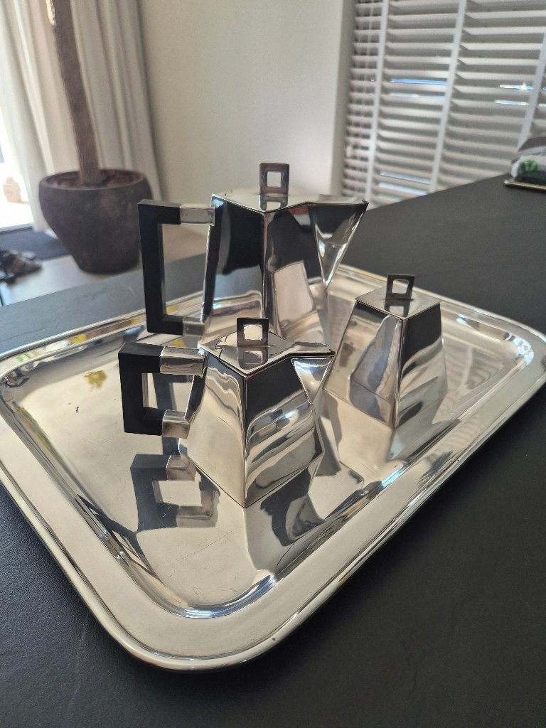 Verzilverd koffie/mokka set jr 30, Ophalen of Verzenden