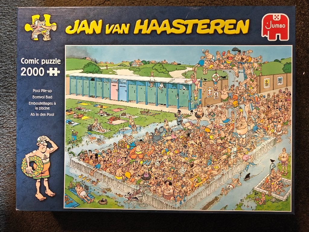 Puzzel Jan van Haasteren - 2000 stukjes - Bomvol bad, Ophalen of Verzenden, Meer dan 1500 stukjes, Zo goed als nieuw, Legpuzzel