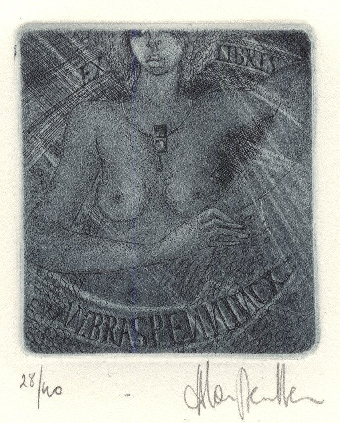 0160 Ex Libris België : Harlinde van Meulder, 1985, Antiek en Kunst, Kunst | Etsen en Gravures, Verzenden, Ex libris