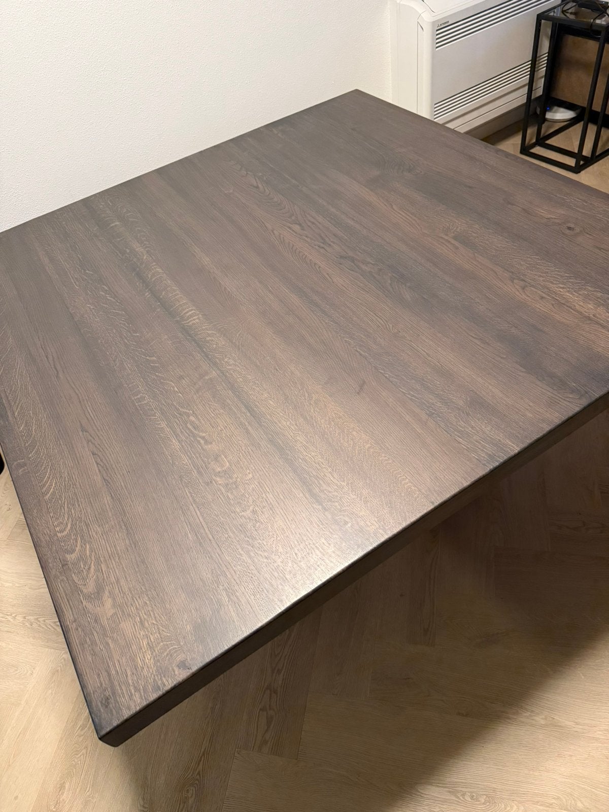 Vierkante eettafel van De Bommel meubelen incl stoelen, Ophalen, Gebruikt, Vijf personen of meer, 100 tot 150 cm