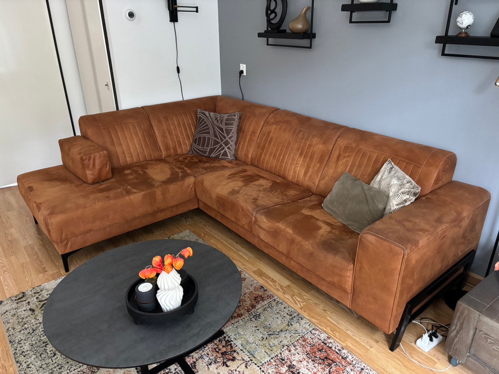 Hoekbank Feelings (2,5 zits) in cognac microleder, Ophalen, Gebruikt, Leer