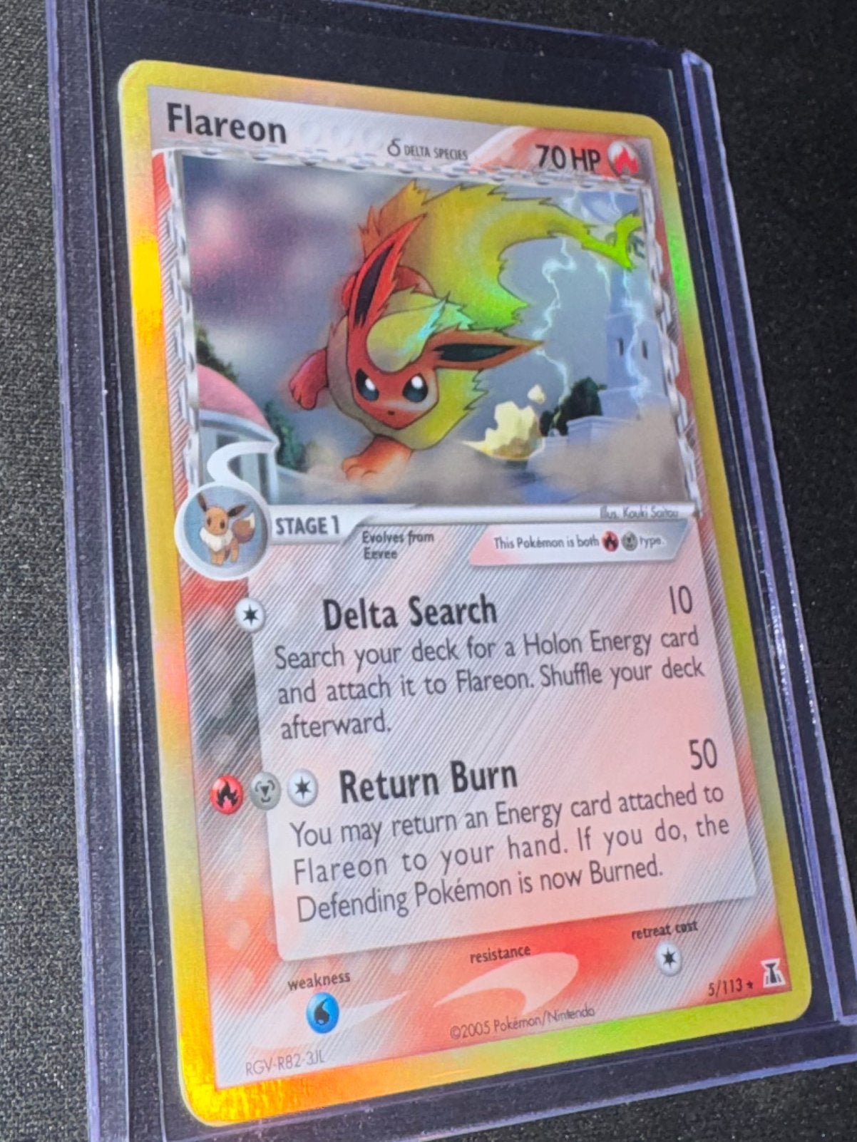Flareon Delta Species Holo 5/113 2005 Pokemon Kaart Vintage, Ophalen of Verzenden, Zo goed als nieuw