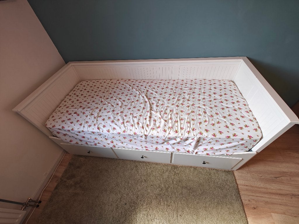Uitschuifbaar bed met lades - 1-persoons naar 2-persoons, Huis en Inrichting, Slaapkamer | Bedden, Gebruikt, 90 cm, Eenpersoons