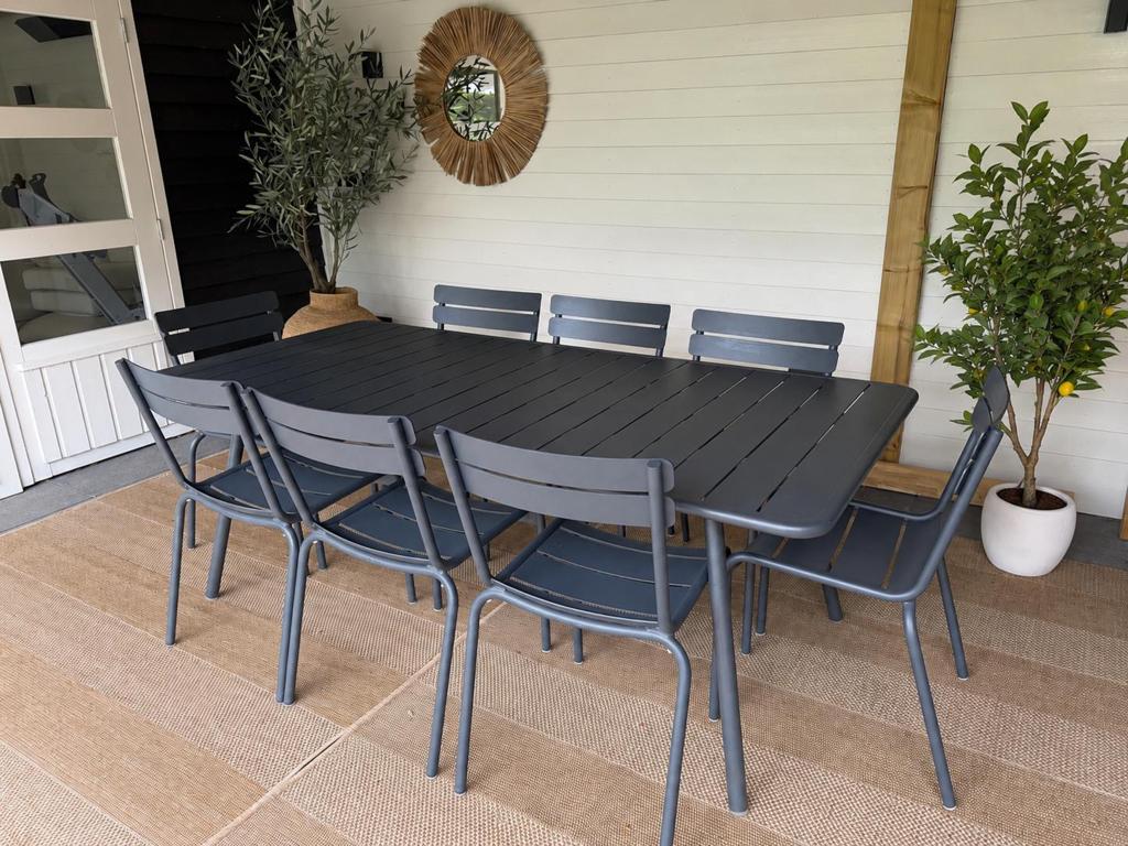 Fermob Luxembourg tuinset 8 pers antraciet z.g.a.n., Ophalen, Zo goed als nieuw, Aluminium