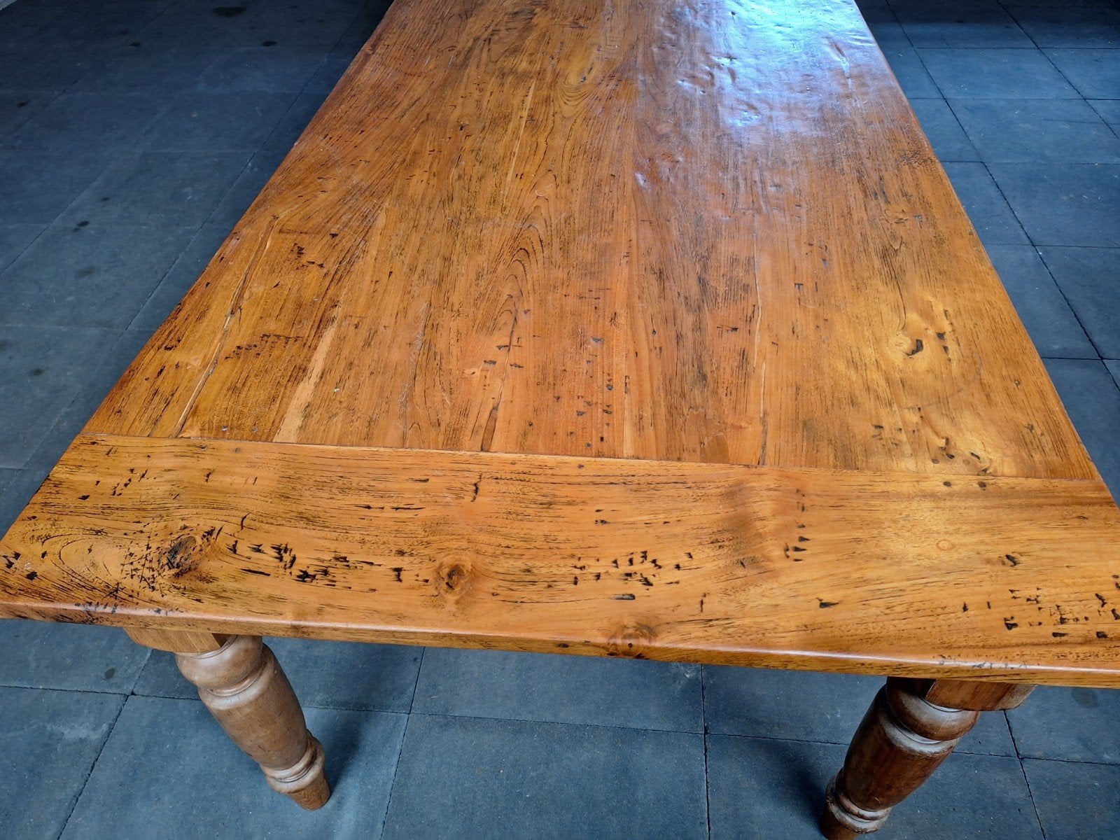 Robuuste eikenhouten eettafel - Landelijk & Industrieel, Huis en Inrichting, Ophalen, Gebruikt, 100 tot 150 cm, Eikenhout