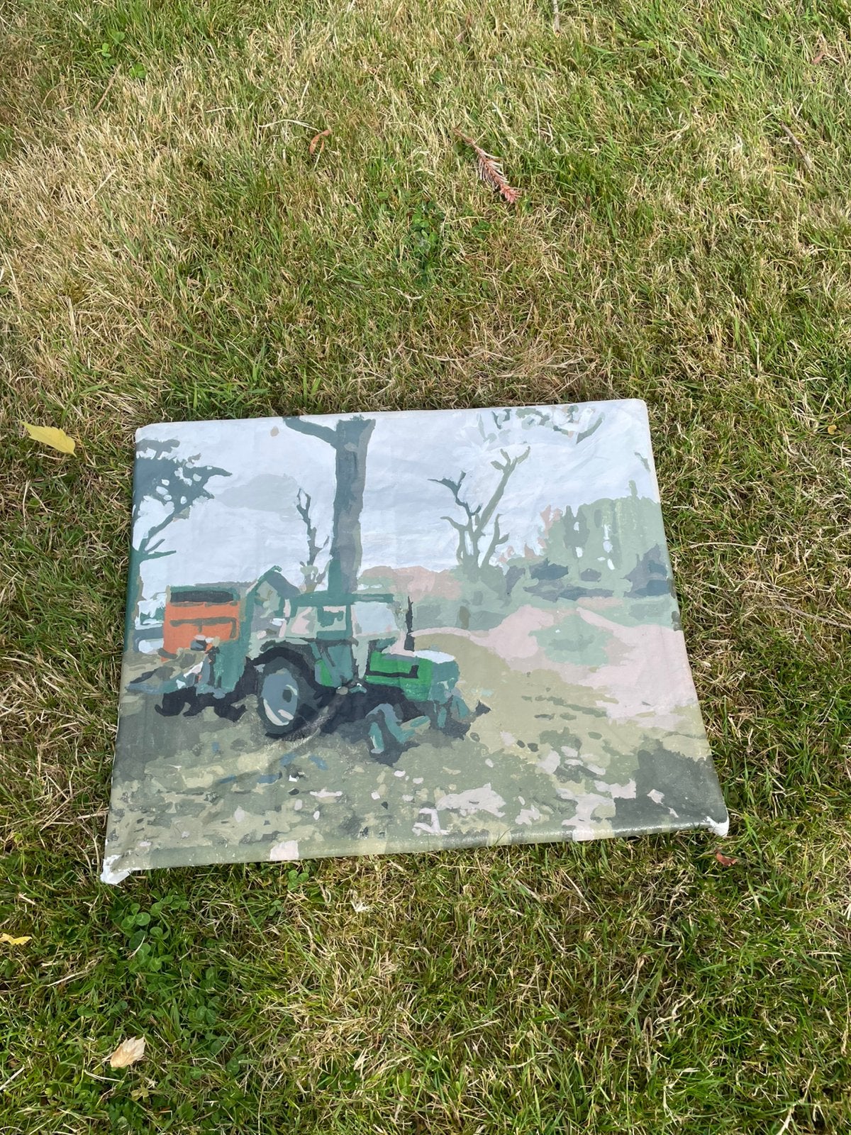 Schilderij trekker boerderij, Ophalen