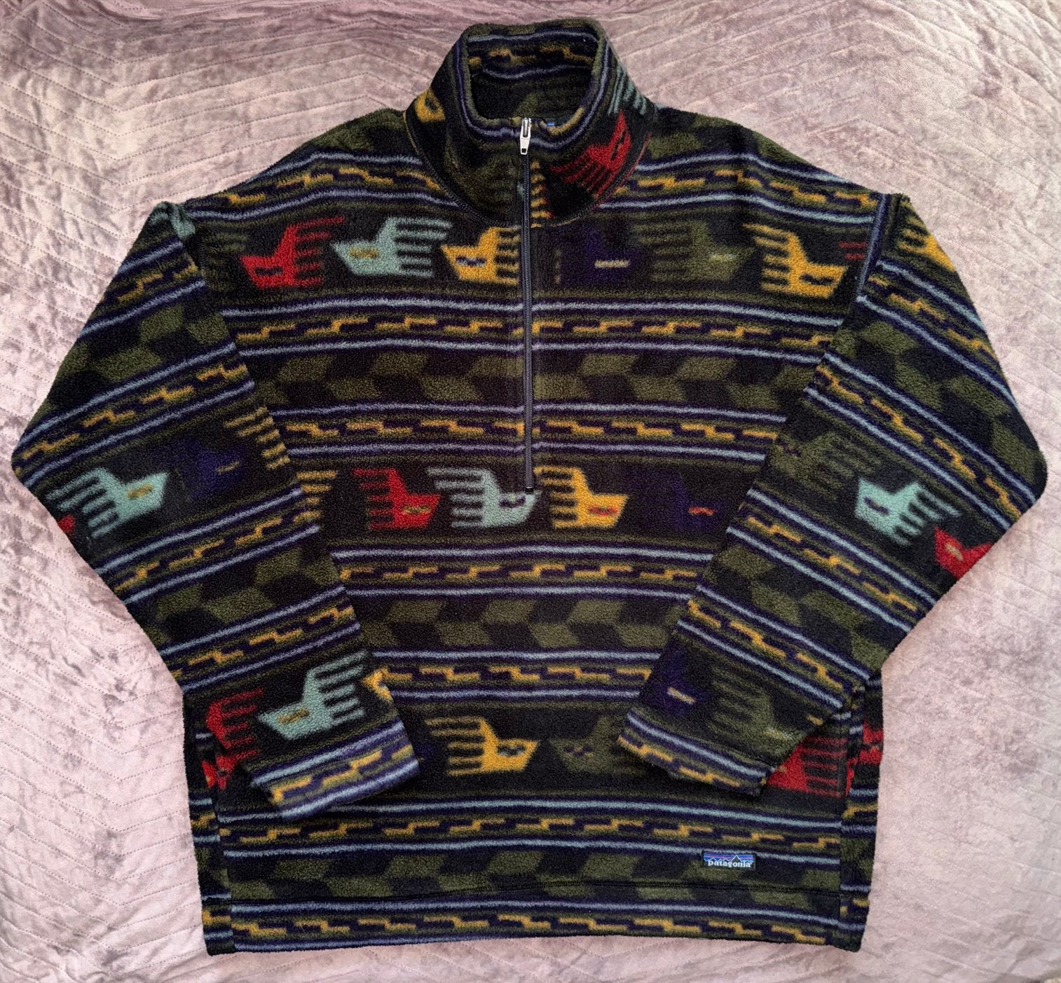 Vintage 90’s Patagonia Synchilla Fleece Pullover Aztec Print, Ophalen of Verzenden, Zo goed als nieuw, Maat 52/54 (L), Bruin