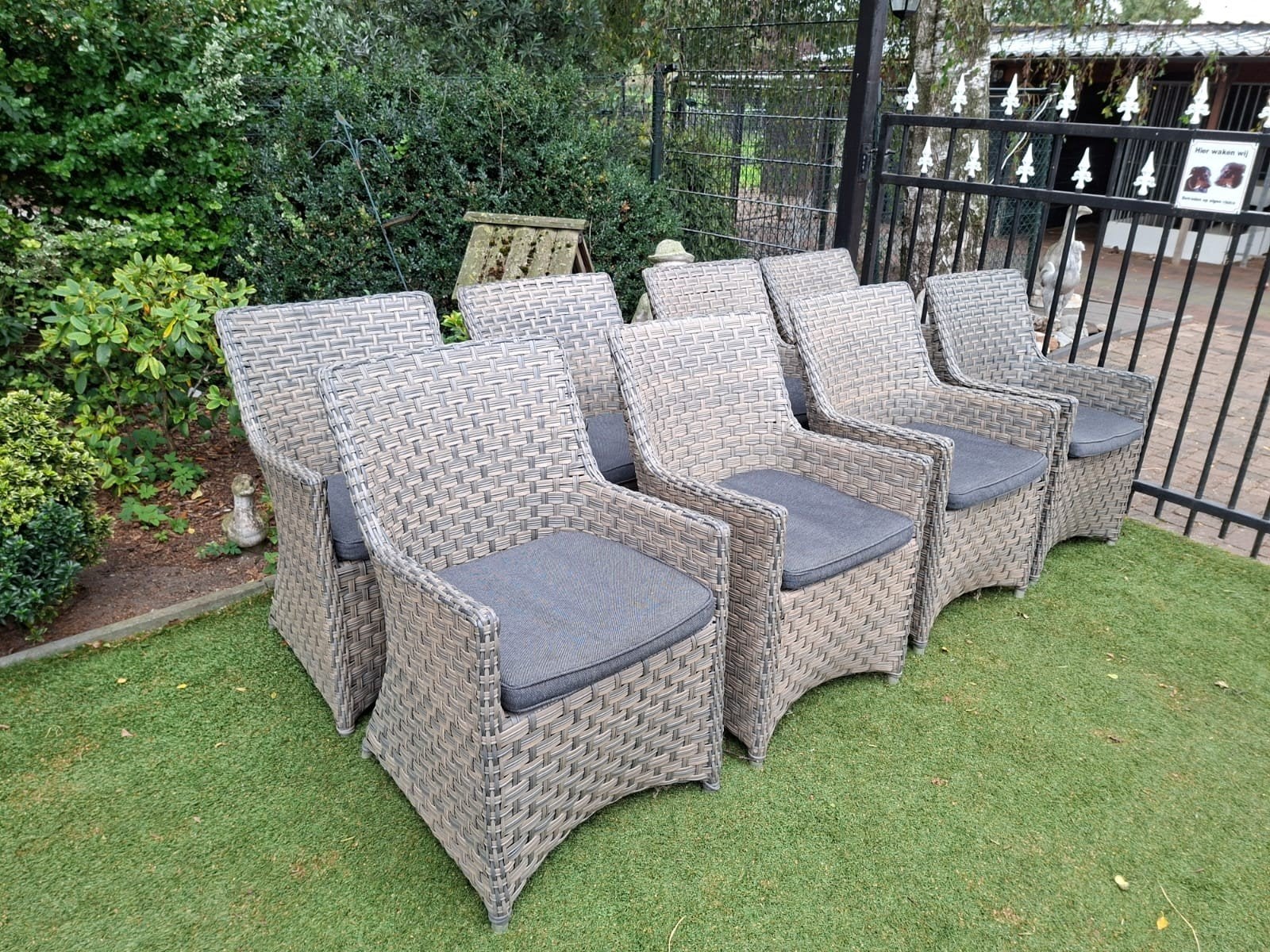 8 wicker tuinstoelen Buitenhof, Tuin en Terras, Ophalen, Gebruikt, Wicker