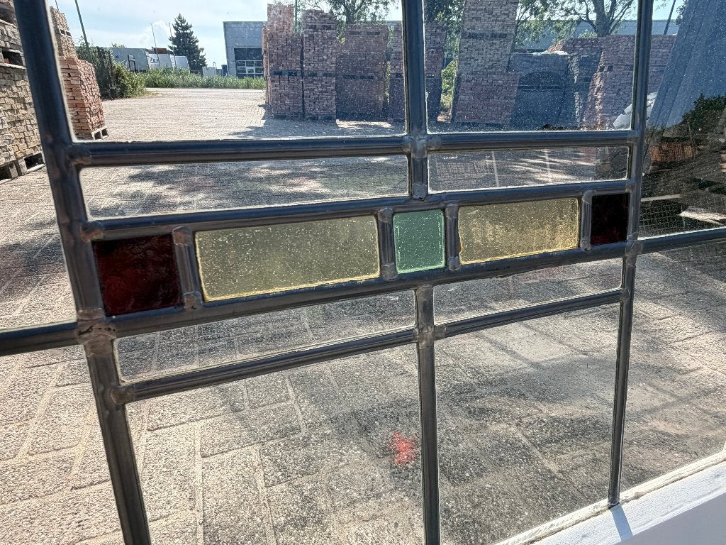 Set schuif / en-suite deuren met glas in lood 214x173cm., Antiek en Kunst, Curiosa en Brocante, Ophalen