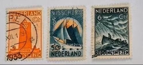 Nederland 1933 - nvph 257-259 - Zeemanszegels - ab1, Postzegels en Munten, Ophalen of Verzenden, Na 1940, Gestempeld