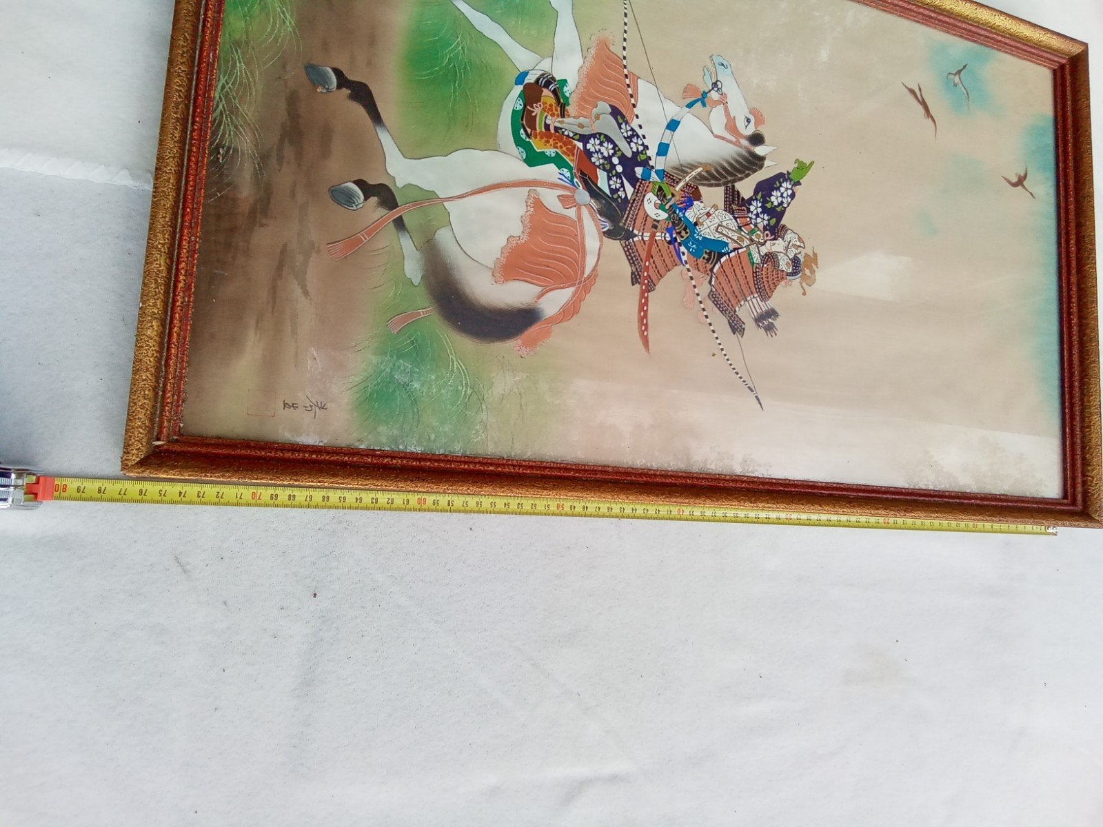 Oosters schilderij op linnen, goede staat, afhalen in Delft, Antiek en Kunst, Kunst | Niet-Westerse kunst, Ophalen, Ingelijst