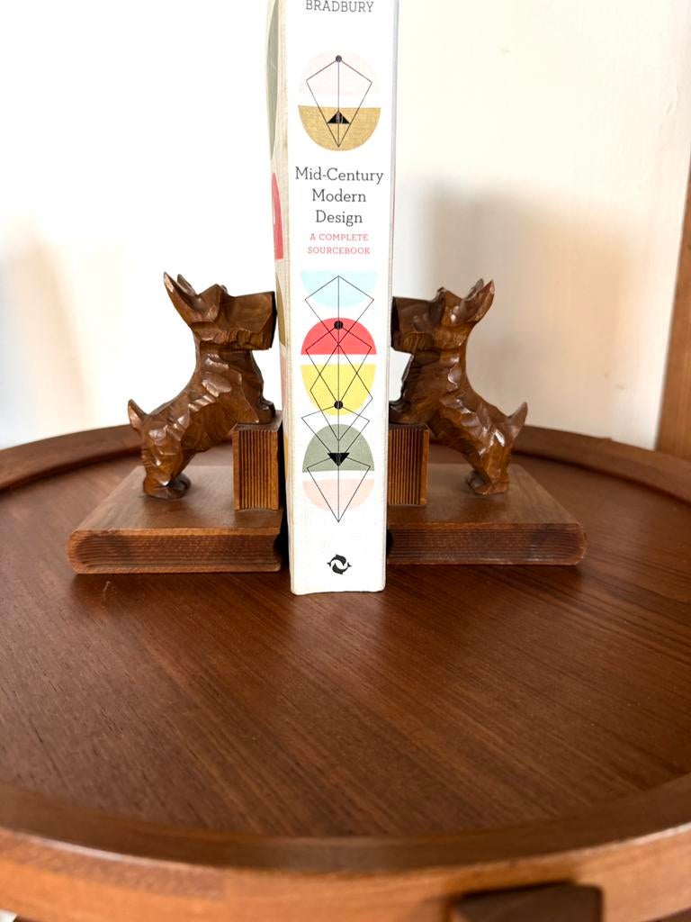 2x vintage teakhouten Schotse Terriër boekensteunen ‘60, Ophalen of Verzenden, Zo goed als nieuw