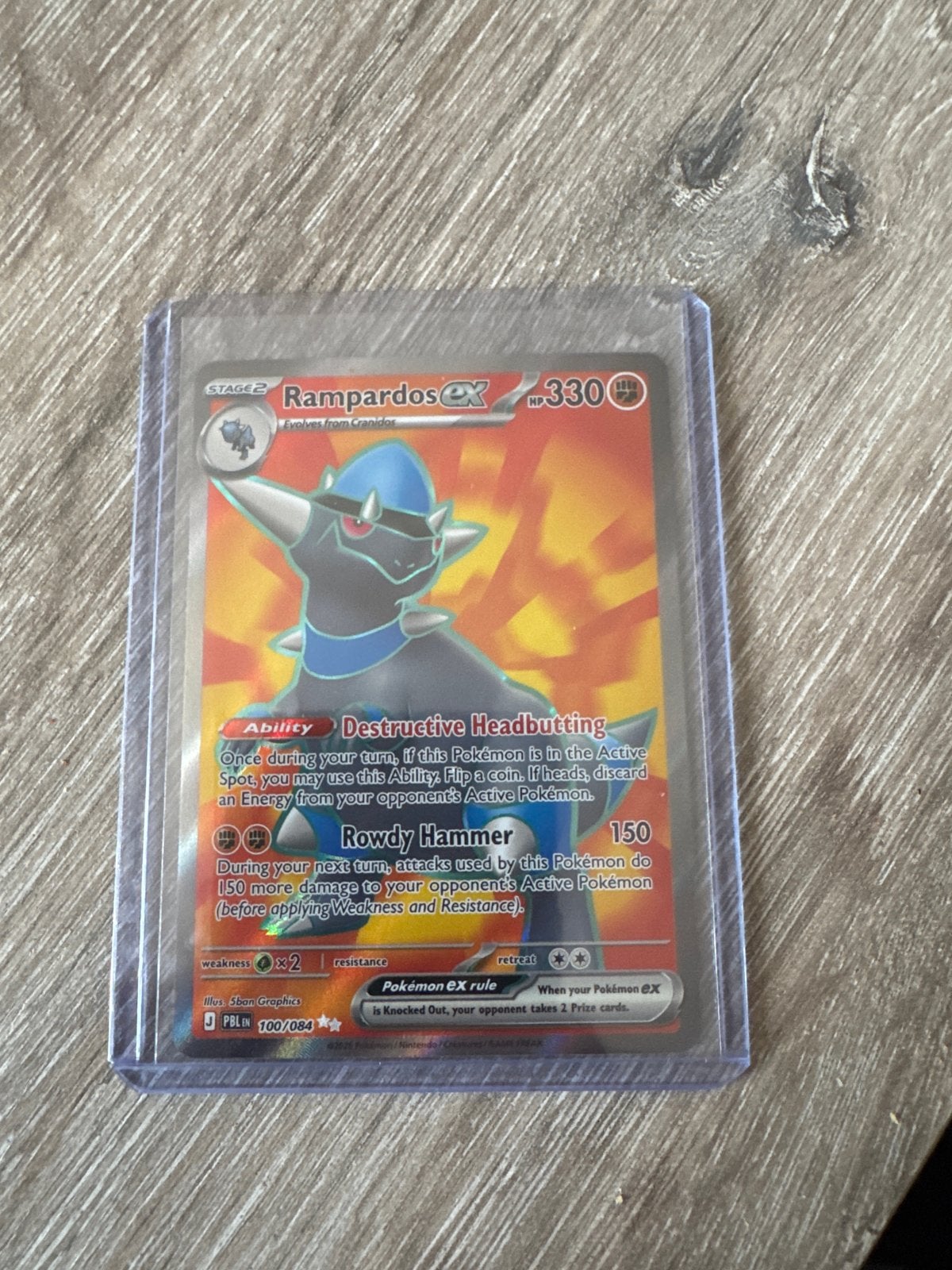 Pokemon Rampardos ex 100/084, Ophalen, Zo goed als nieuw, Losse kaart, Foil