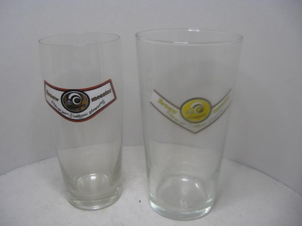 2 Brouw meester bierglazen ... 100 jaar gebrouwen, Ophalen of Verzenden, Zo goed als nieuw, Glas of Glazen, Overige merken