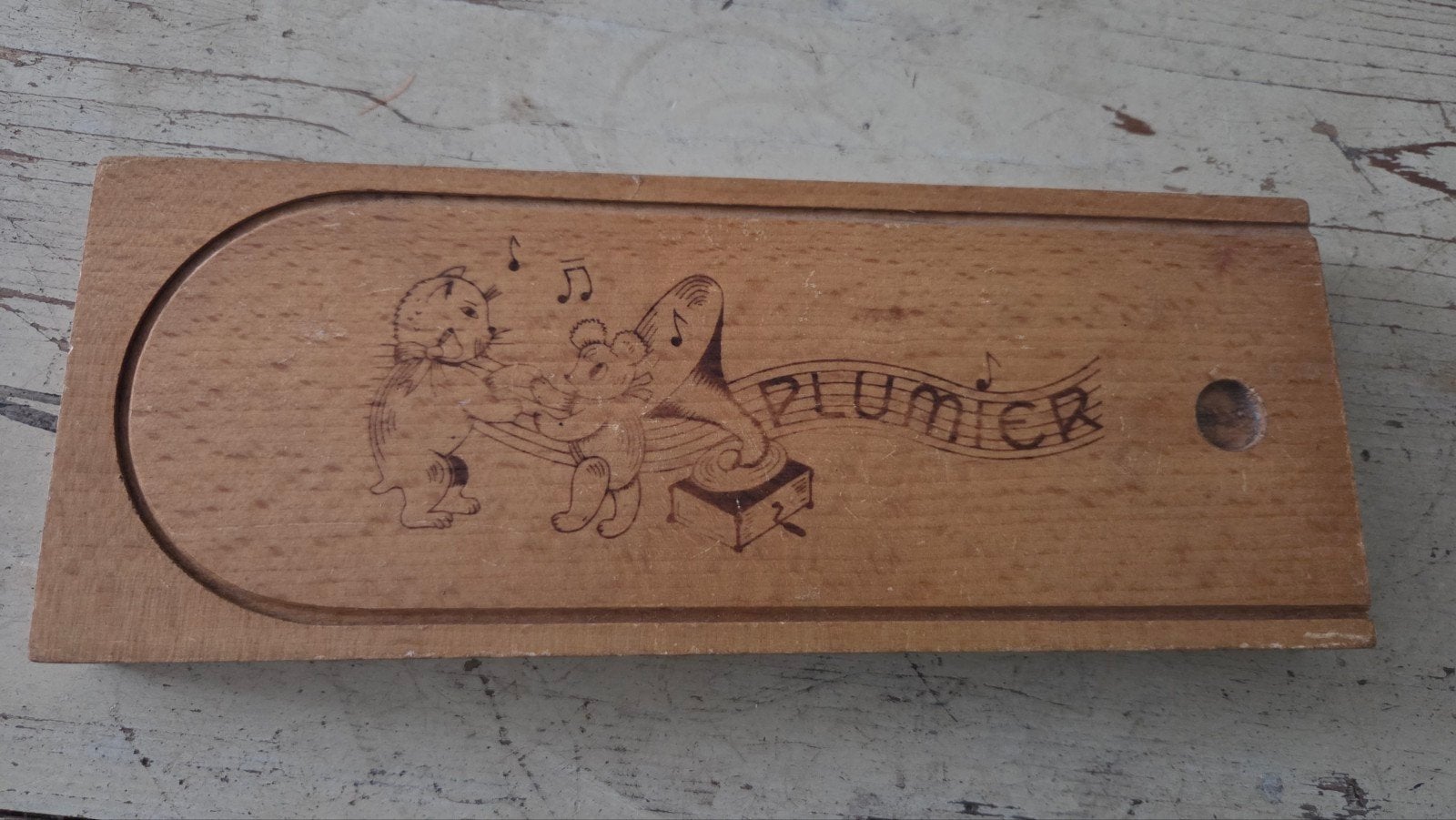 Oude Franse houten schrijfdoos Plumier
24 bij 9,5 cm, Antiek en Kunst, Ophalen of Verzenden