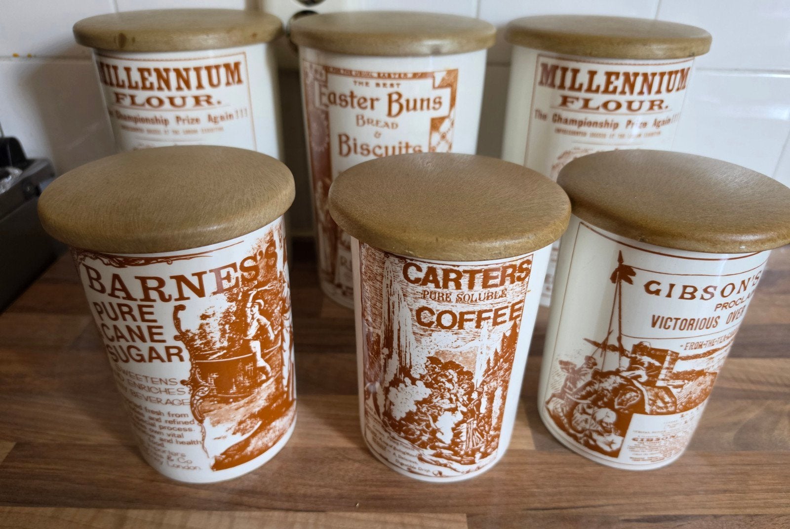 Set van 6 Vintage Crown Devon Keukenpotten - Zeldzaam!, Antiek en Kunst, Ophalen of Verzenden