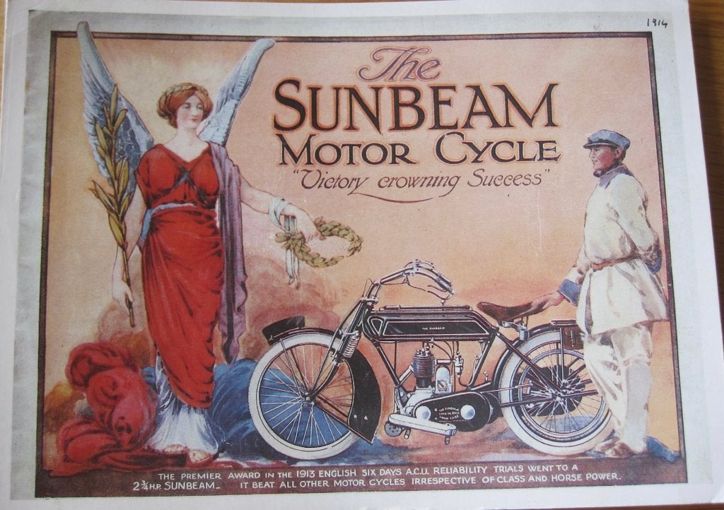 poster van Sunbeam Motor Cycle op nieuwe ansichtkaart, Verzenden, 1980 tot heden, Ongelopen, Overige thema's
