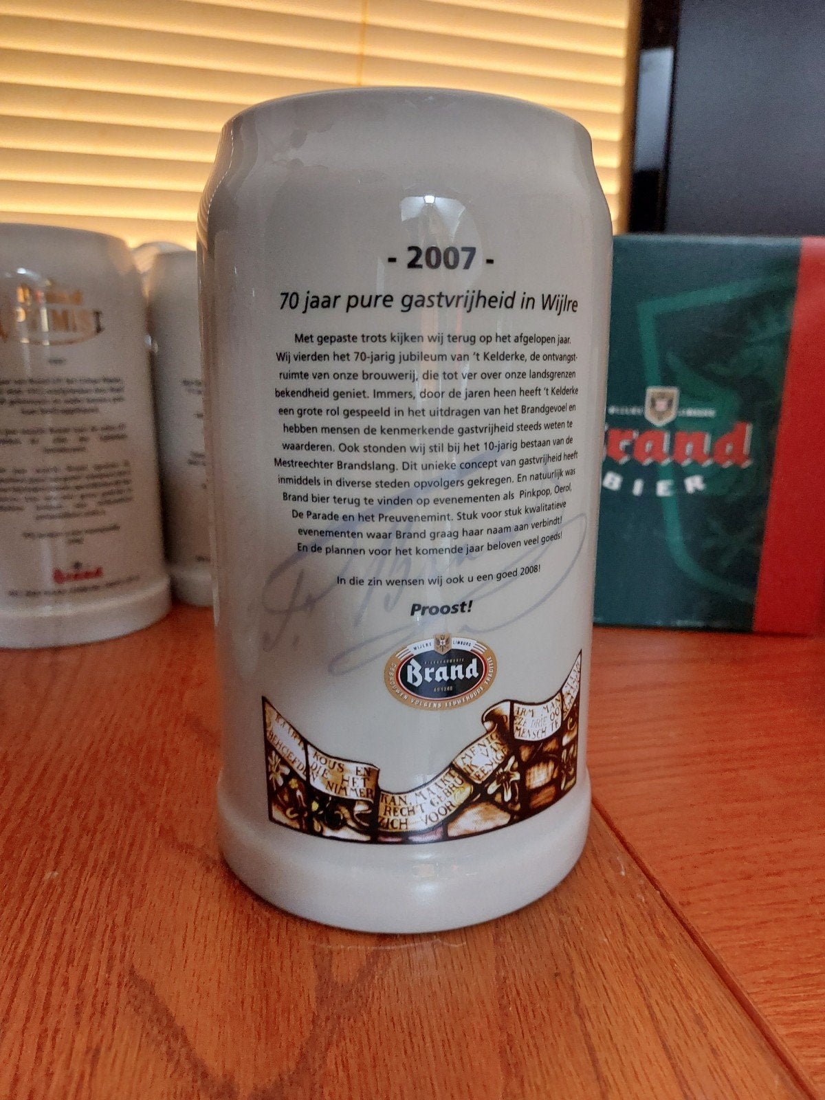 Brand Bier Pul 2007 - 2008 70 jaar pure gastvrijheid Wijlre, Ophalen of Verzenden, Zo goed als nieuw, Pul(len), Brand