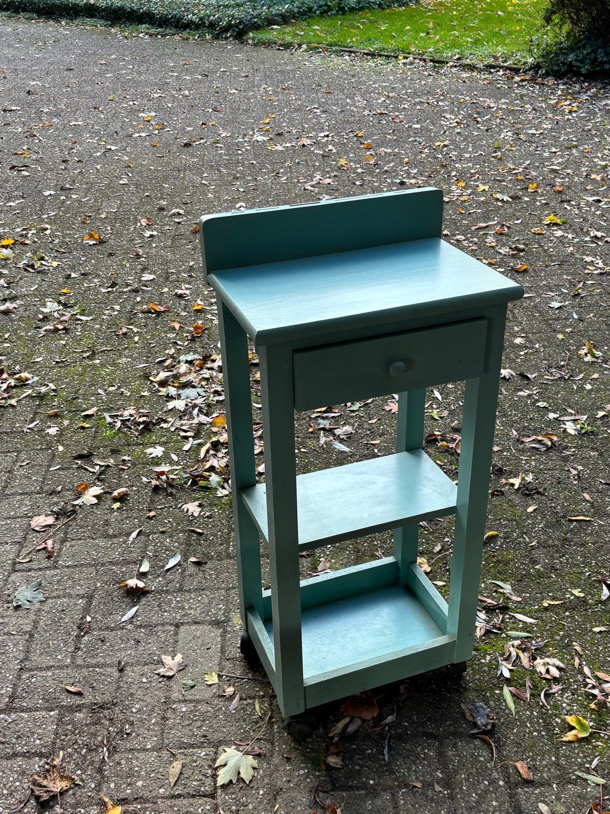 Vintage Bijzettafel met Lade en Planken - Mintgroen, Ophalen