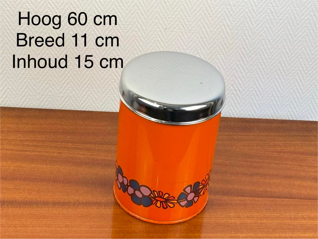 Vintage Oranje Voorraadbus met Bloemenpatroon, Diversen, Ophalen of Verzenden