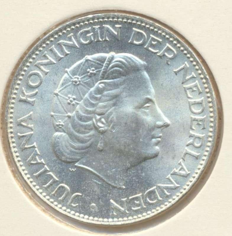 Nederland 2,5 gulden 1962 Juliana zilver, Koningin Juliana, Zilver, Ophalen of Verzenden, Losse munt