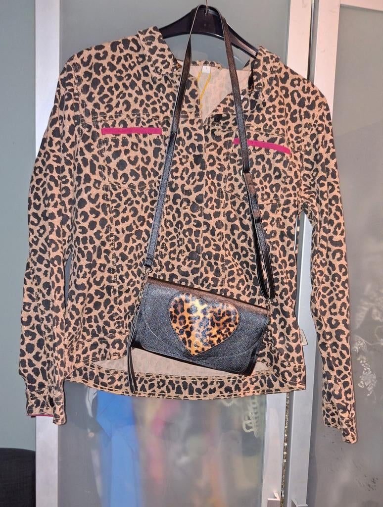 Spijkerjasje panter patty brard maat L met tas, Kleding | Dames, Ophalen of Verzenden, Nieuw, Bruin