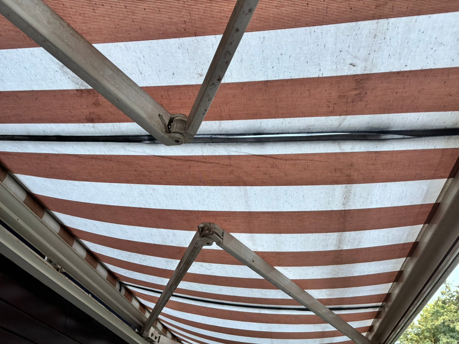 Functionerend elektrisch zonnescherm (nieuw doek nodig), Ophalen, Gebruikt, 450 cm of meer, Elektrisch