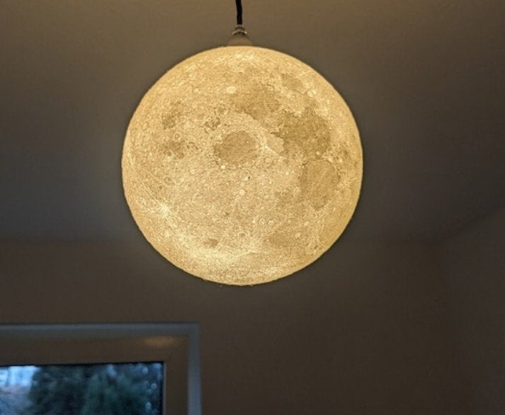 Maanlamp - Hanglamp in de vorm van de maan, Kunststof, Nieuw, Modern, Ruimtelijk, Speels, E27 (groot)