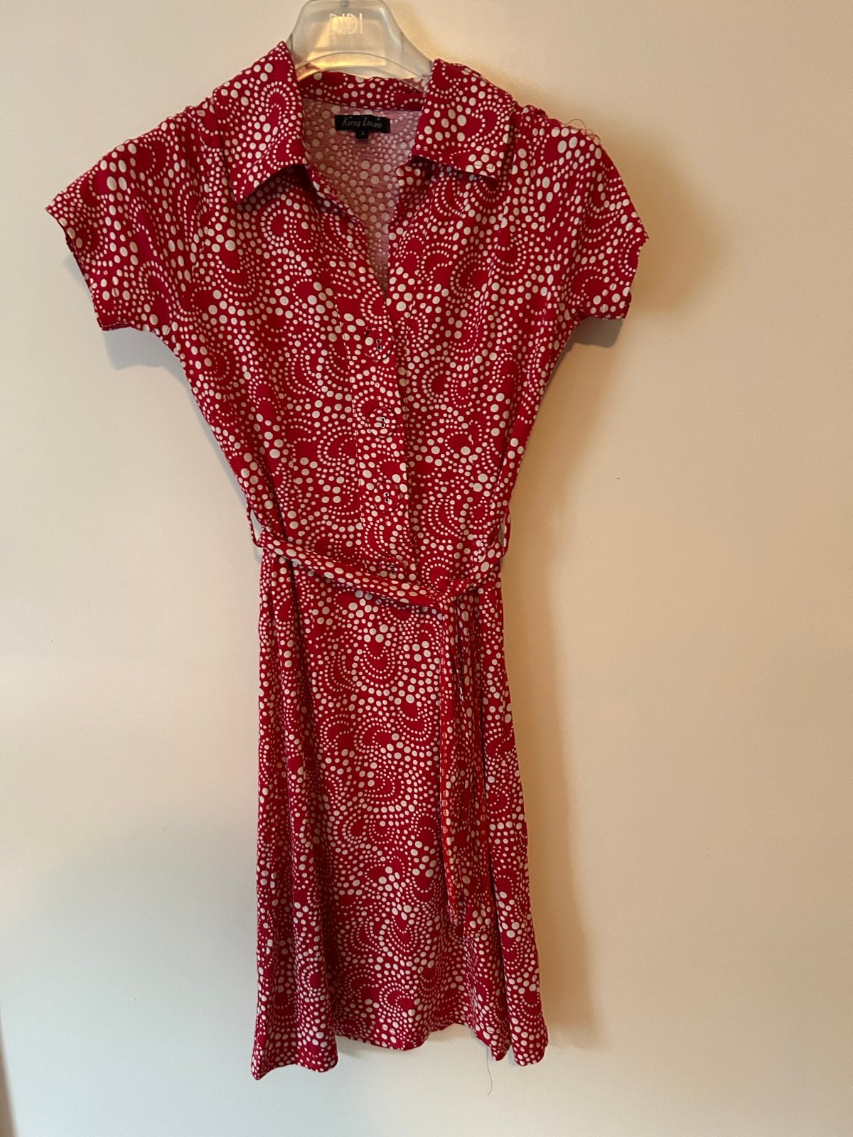 Vintage King Louie jurkje rood met stippen maat S, Kleding | Dames, Ophalen of Verzenden, Knielengte, Maat 36 (S), Gedragen