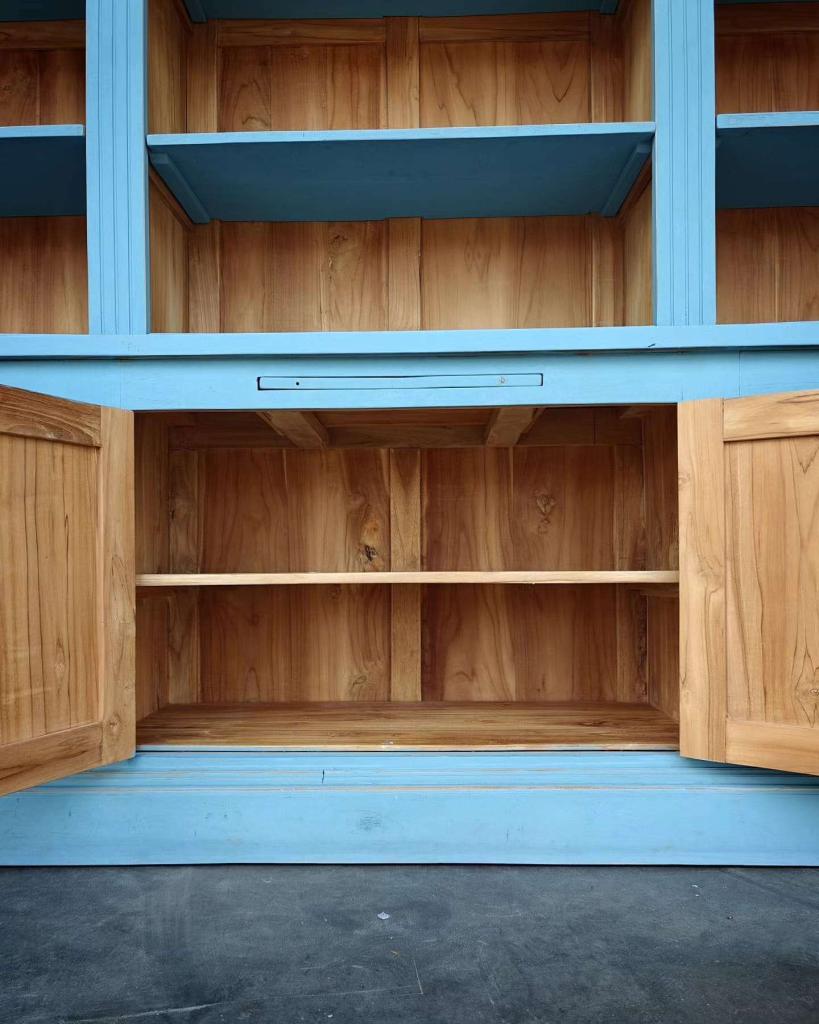 Geweldige brede bibliotheekkast | Blauwe boekenkast #7484, Huis en Inrichting, Niet ingevuld, 200 cm of meer, Niet ingevuld, Ophalen of Verzenden