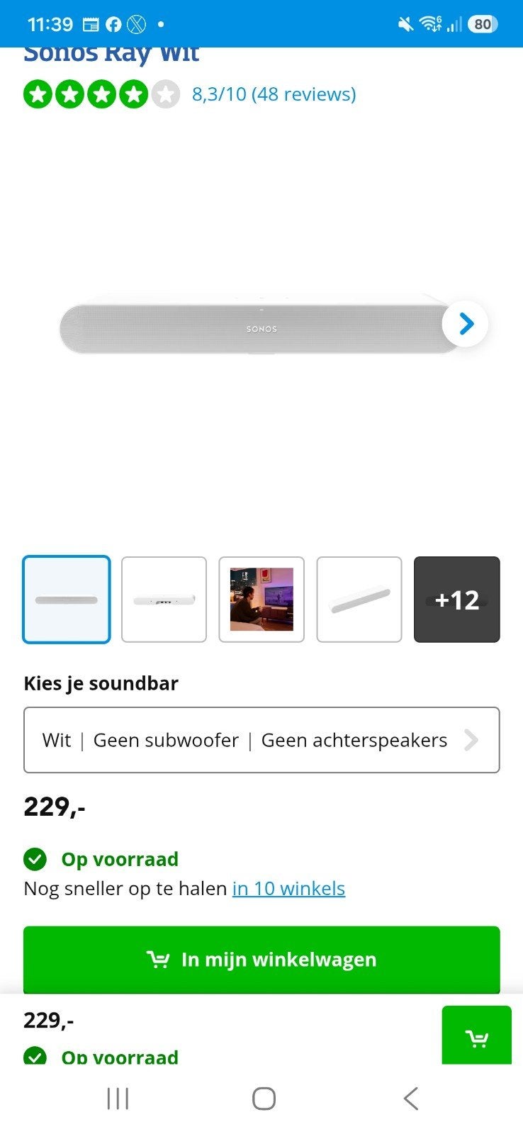 Sonos Ray Soundbar Wit - Nieuw in doos, Ophalen of Verzenden, Nieuw