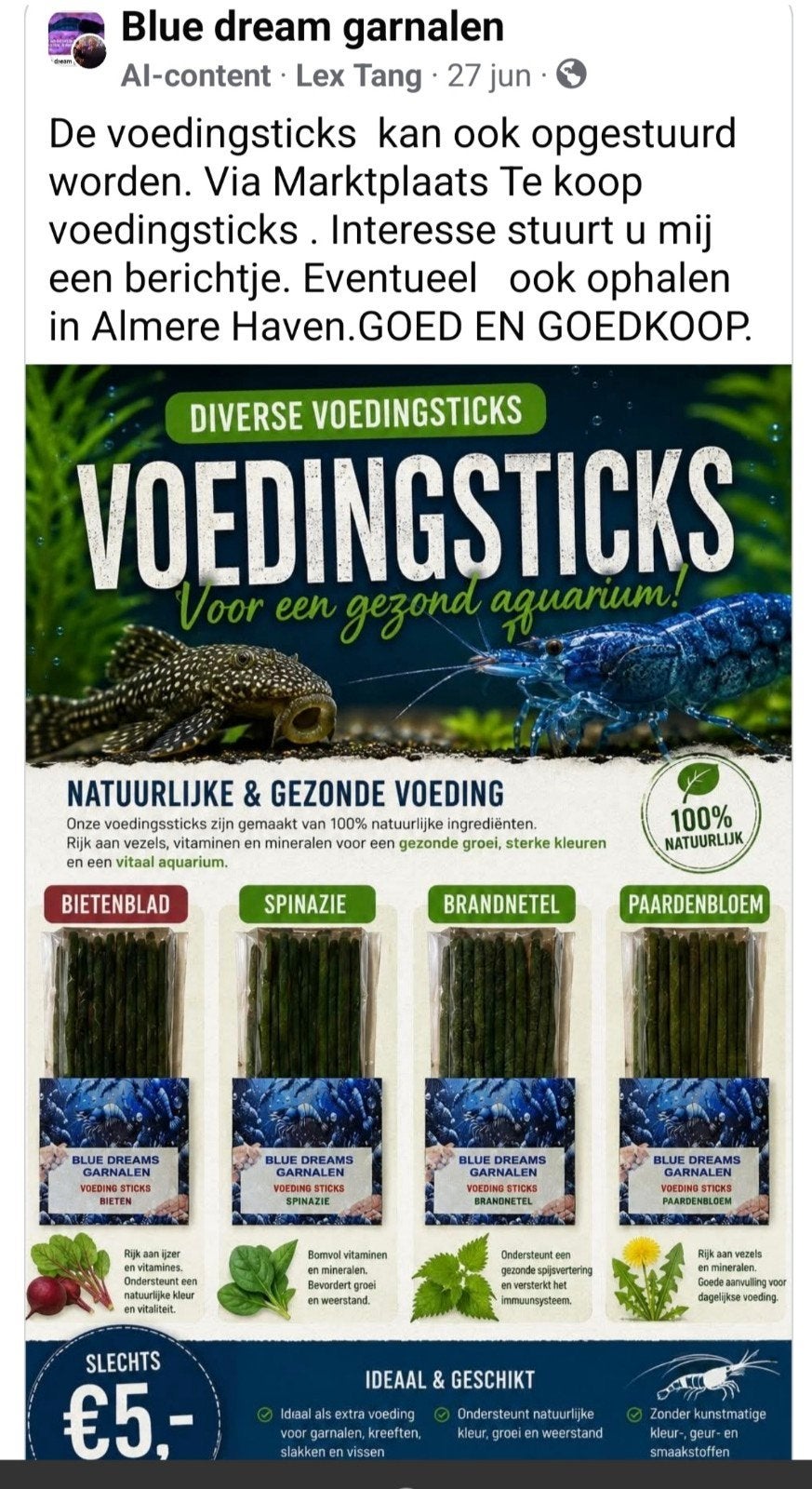 Te koop voedingsticks., Dieren en Toebehoren, Vissen | Aquariumvissen, Vis